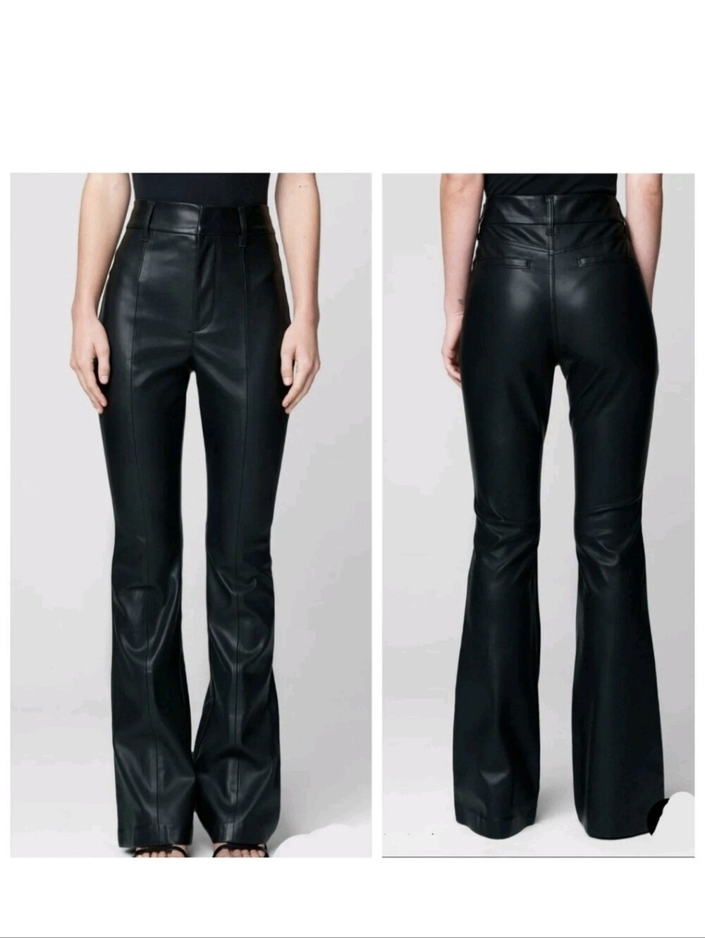 NWT BLANKNYC Black Faux Vegan Leather High Rise Flare Bootcut Pants Size 27
